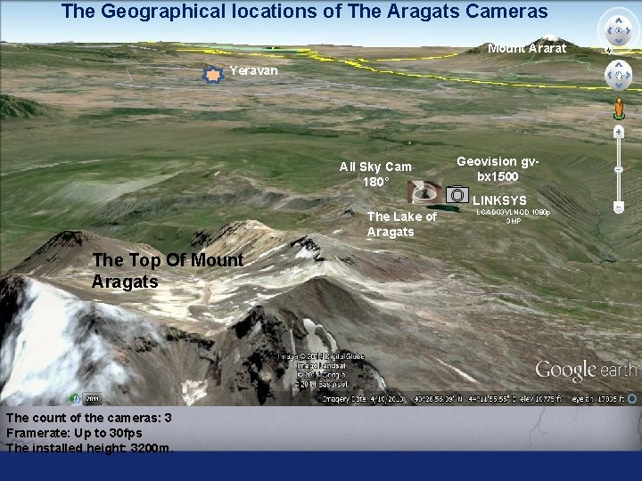 The Geographical locations of The Aragats Cameras Mount Ararat Yeravan All Sky Cam 180°