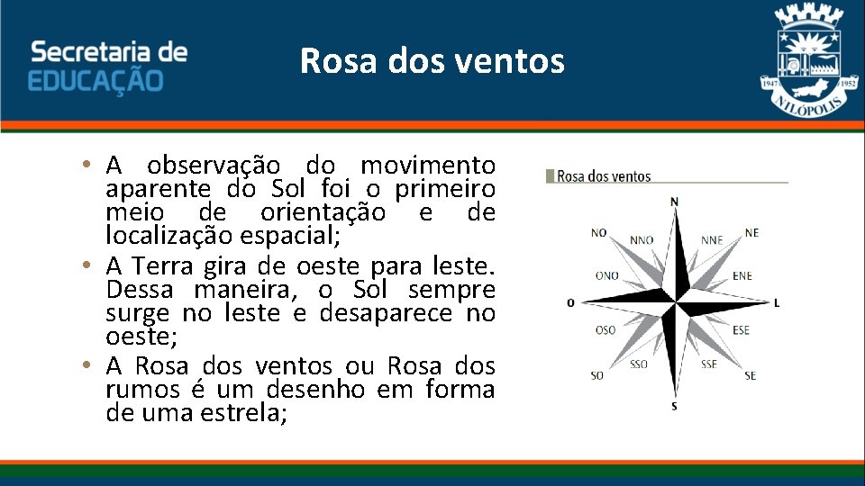 Rosa dos ventos • A observação do movimento aparente do Sol foi o primeiro