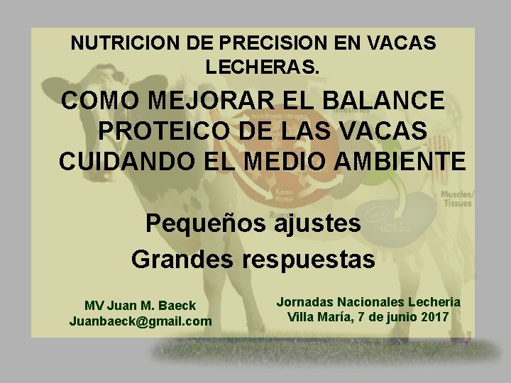 NUTRICION DE PRECISION EN VACAS LECHERAS. COMO MEJORAR EL BALANCE PROTEICO DE LAS VACAS