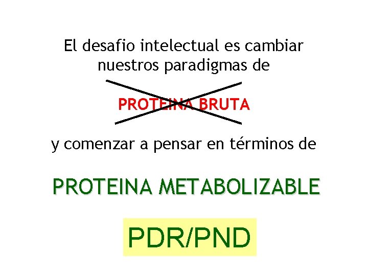 El desafio intelectual es cambiar nuestros paradigmas de PROTEINA BRUTA y comenzar a pensar