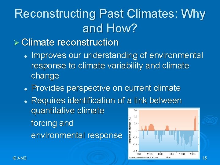 Reconstructing Past Climates: Why and How? Ø Climate reconstruction l l l © AMS