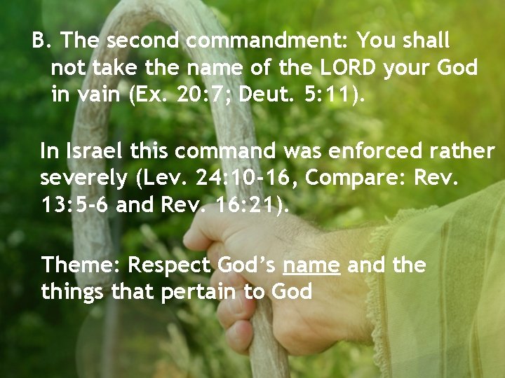 B. The second commandment: You shall not take the name of the LORD your
