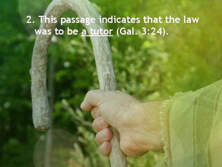 2. This passage indicates that the law was to be a tutor (Gal. 3:
