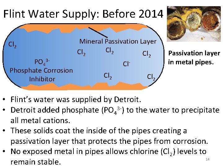 Flint Water Supply: Before 2014 Cl 2 PO 43 Phosphate Corrosion Inhibitor Mineral Passivation