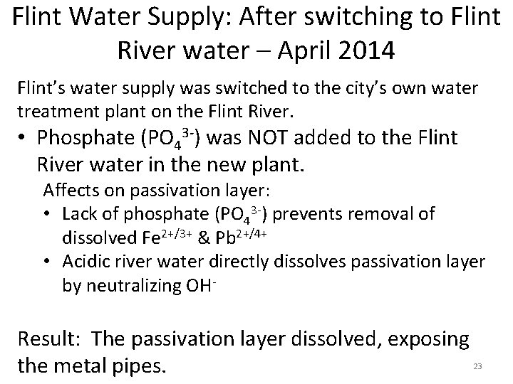 Flint Water Supply: After switching to Flint River water – April 2014 Flint’s water