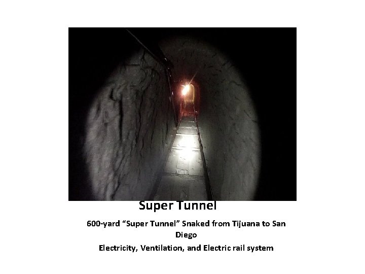 Super Tunnel 600 -yard “Super Tunnel” Snaked from Tijuana to San Diego Electricity, Ventilation,