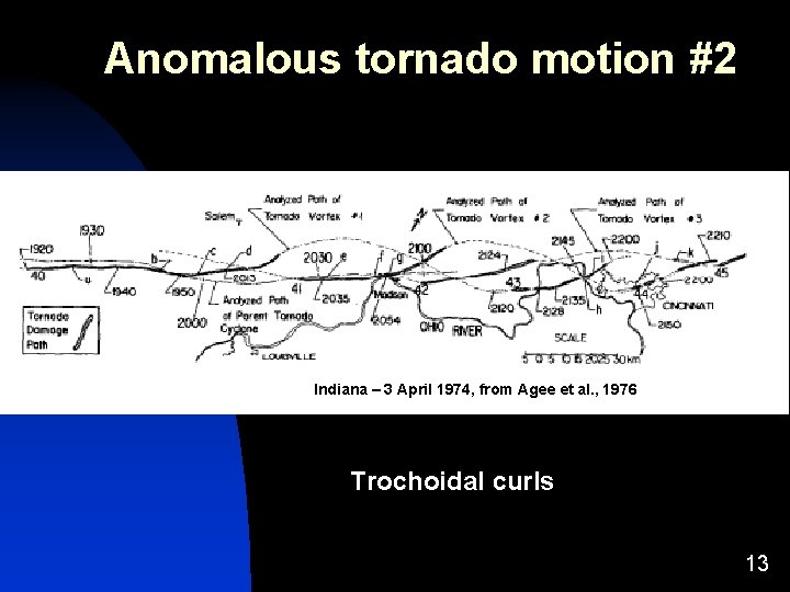 Anomalous tornado motion #2 Indiana – 3 April 1974, from Agee et al. , Anomalous tornado motion #2 Indiana – 3 April 1974, from Agee et al. ,