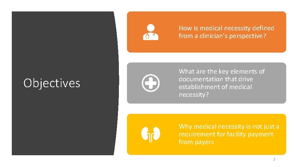 How is medical necessity defined from a clinician’s perspective? Objectives What are the key