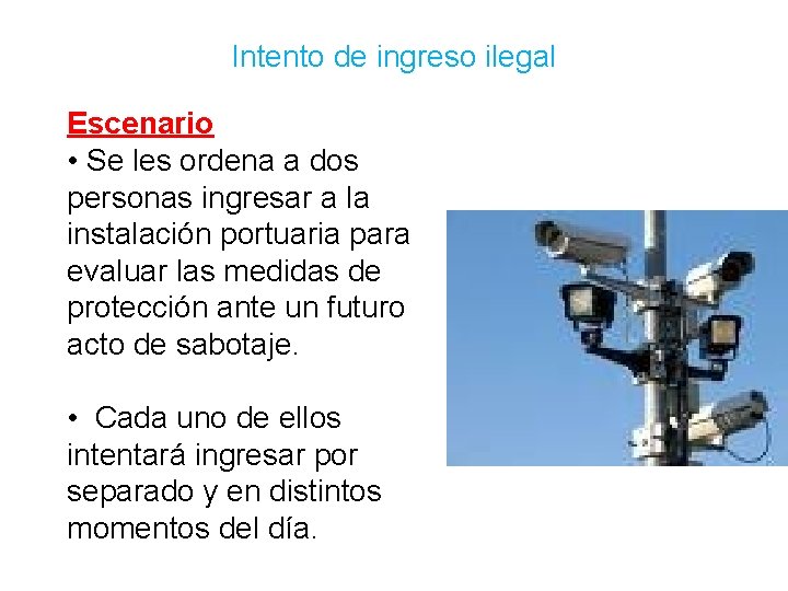 Intento de ingreso ilegal Escenario • Se les ordena a dos personas ingresar a