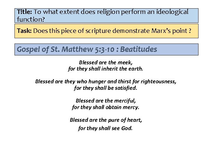 Title: To what extent does religion perform an ideological function? Task: Does this piece