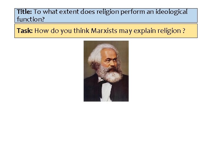 Title: To what extent does religion perform an ideological function? Task: How do you