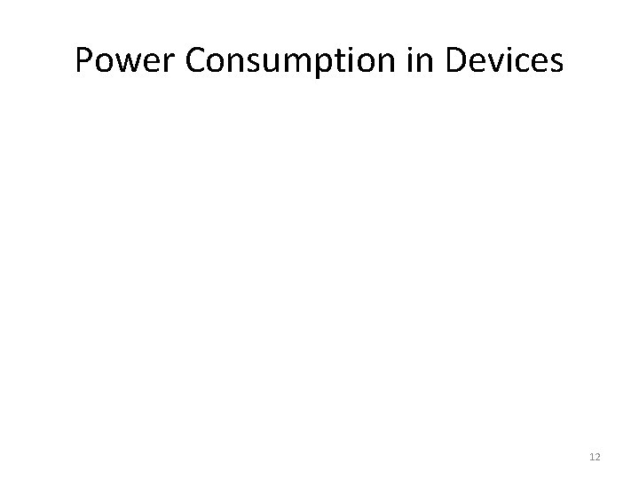 Power Consumption in Devices 12 Power Consumption in Devices 12