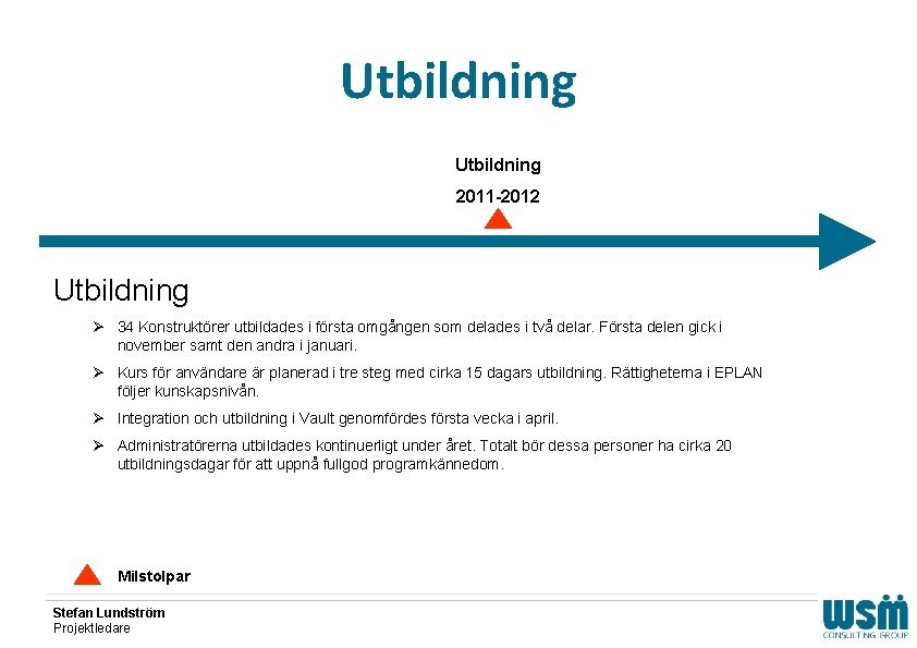 Utbildning 2011 -2012 Utbildning Ø 34 Konstruktörer utbildades i första omgången som delades i