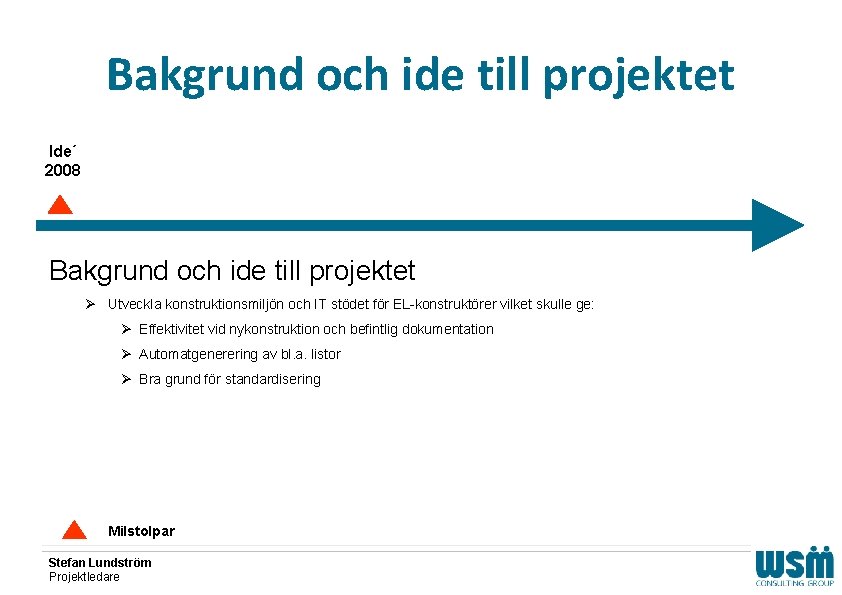 Bakgrund och ide till projektet Ide´ 2008 Bakgrund och ide till projektet Ø Utveckla