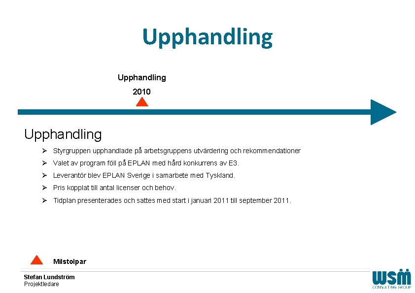 Upphandling 2010 Upphandling Ø Styrgruppen upphandlade på arbetsgruppens utvärdering och rekommendationer Ø Valet av