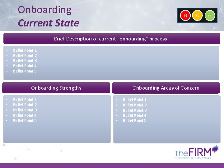 Onboarding – Current State R A Brief Description of current “onboarding” process : •