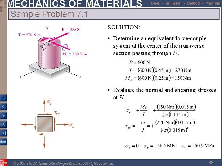 Fifth Edition MECHANICS OF MATERIALS Beer • Johnston • De. Wolf • Mazurek Sample