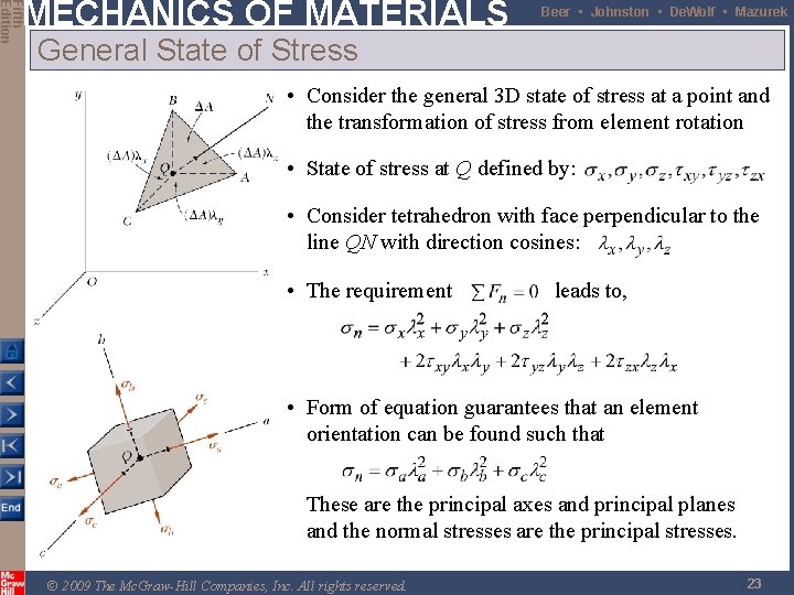 Fifth Edition MECHANICS OF MATERIALS Beer • Johnston • De. Wolf • Mazurek General