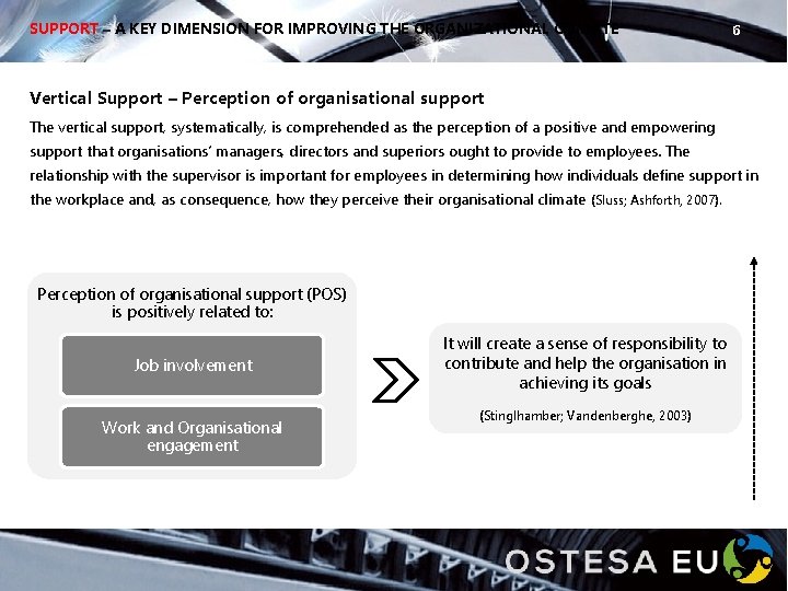 SUPPORT – A KEY DIMENSION FOR IMPROVING THE ORGANIZATIONAL CLIMATE 6 Vertical Support –