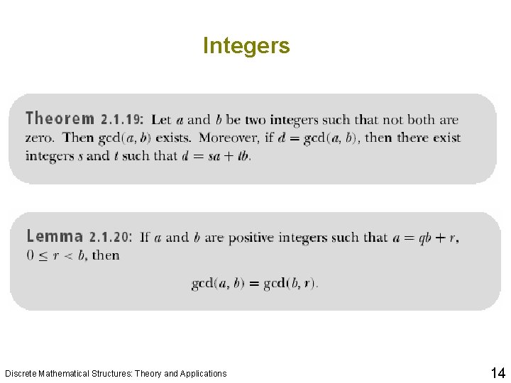 Integers Discrete Mathematical Structures: Theory and Applications 14 