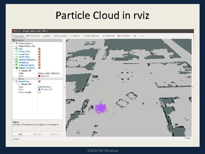 Particle Cloud in rviz (C)2014 Roi Yehoshua 