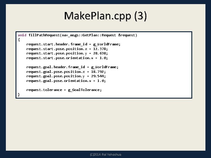 Make. Plan. cpp (3) void fill. Path. Request(nav_msgs: : Get. Plan: : Request &request)