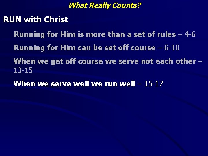 What Really Counts? RUN with Christ Running for Him is more than a set