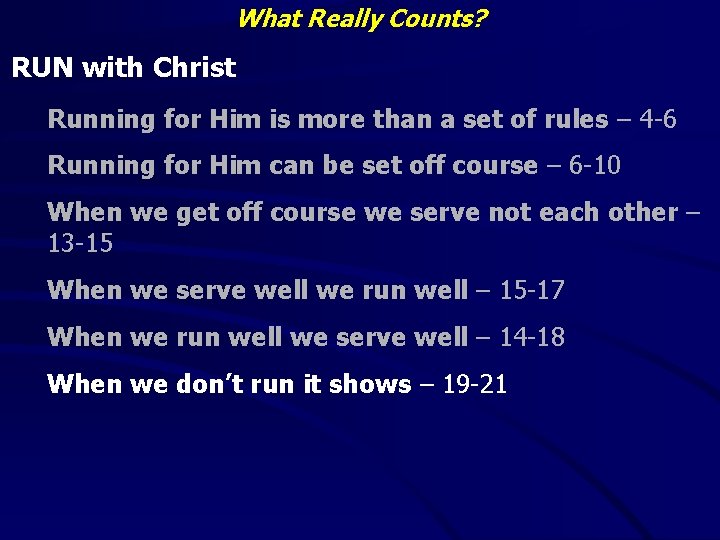 What Really Counts? RUN with Christ Running for Him is more than a set