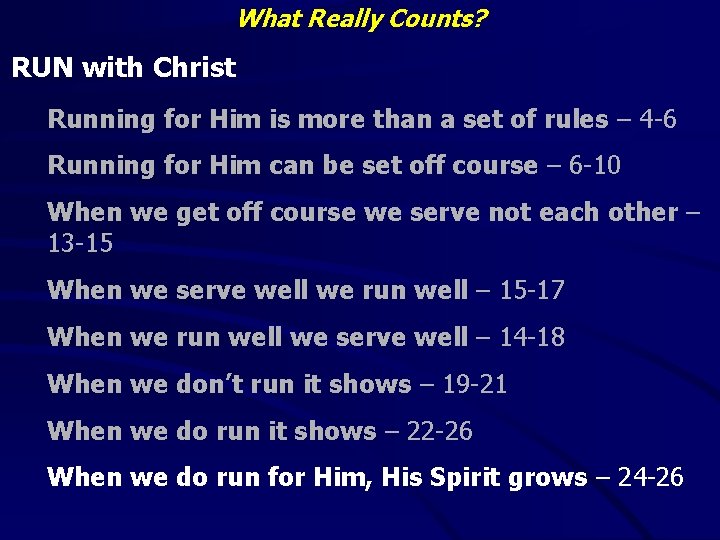 What Really Counts? RUN with Christ Running for Him is more than a set