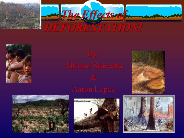 The Effects of DEFORESTATION! By: Alfonso Saavedra & Aaron Lopez 