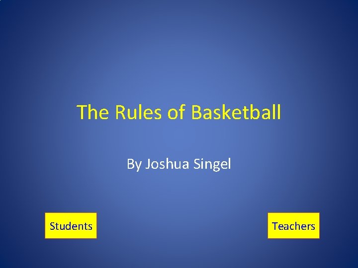 The Rules of Basketball By Joshua Singel Students Teachers 