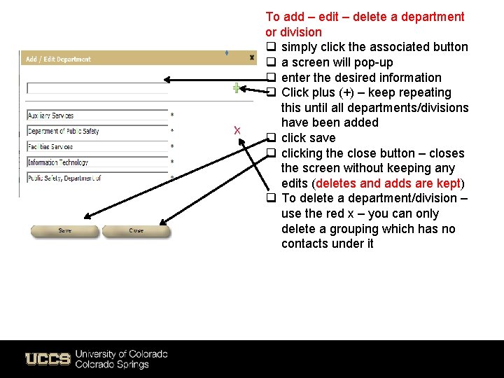 To add – edit – delete a department or division q simply click the