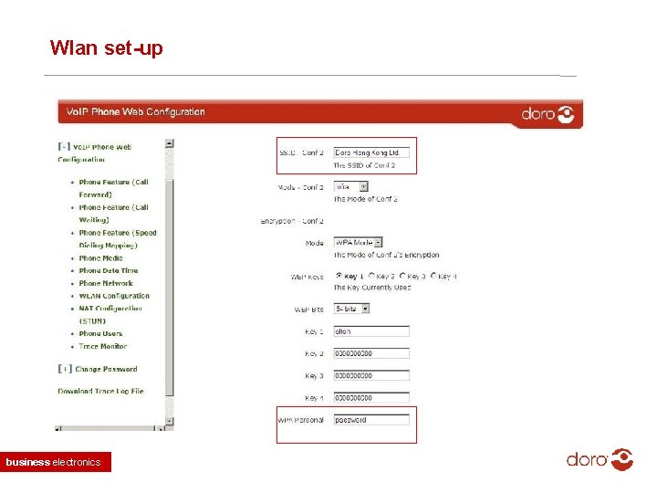 Wlan set-up business electronics 