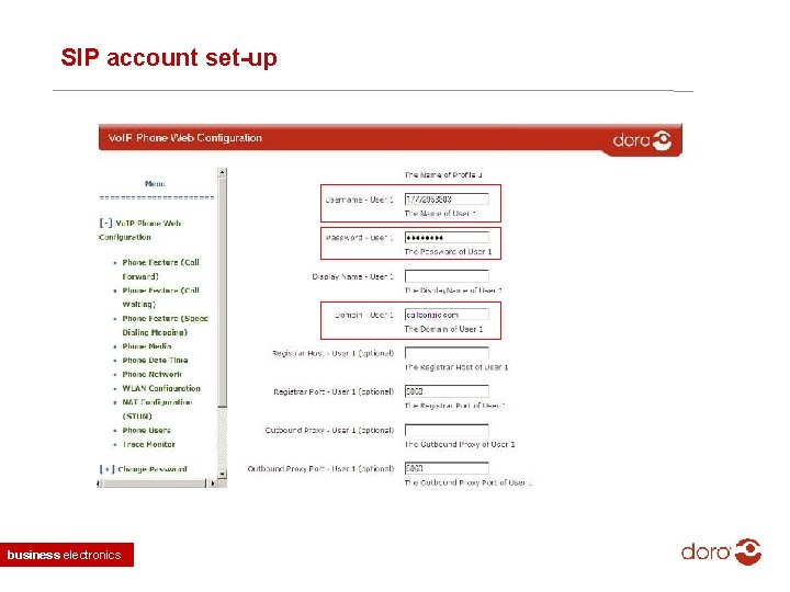 SIP account set-up business electronics 