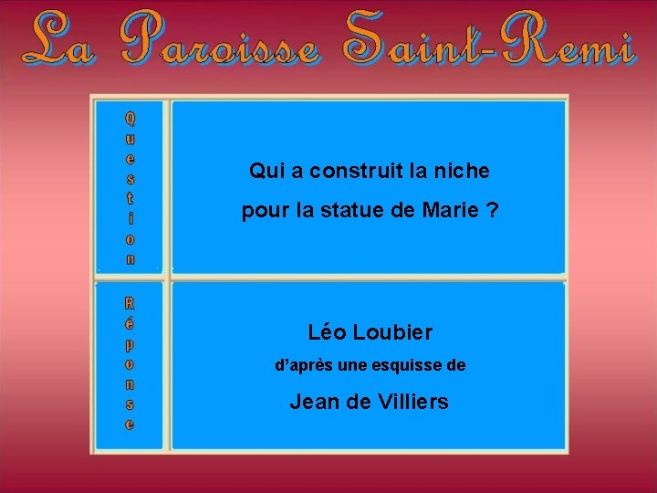 Qui a construit la niche pour la statue de Marie ? Léo Loubier d’après Qui a construit la niche pour la statue de Marie ? Léo Loubier d’après