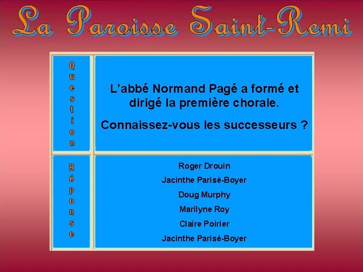 L’abbé Normand Pagé a formé et dirigé la première chorale. Connaissez-vous les successeurs ? L’abbé Normand Pagé a formé et dirigé la première chorale. Connaissez-vous les successeurs ?