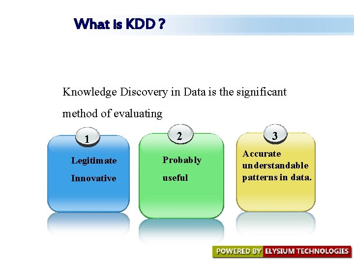 What is KDD ? Knowledge Discovery in Data is the significant method of evaluating What is KDD ? Knowledge Discovery in Data is the significant method of evaluating