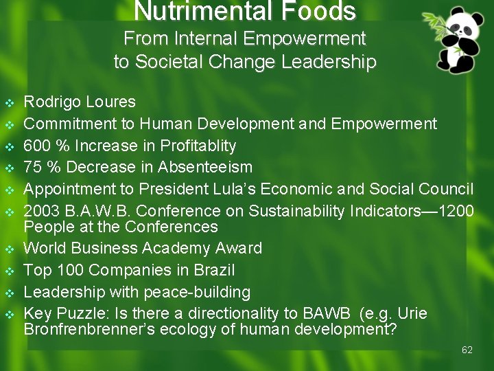Nutrimental Foods From Internal Empowerment to Societal Change Leadership v v v v v Nutrimental Foods From Internal Empowerment to Societal Change Leadership v v v v v