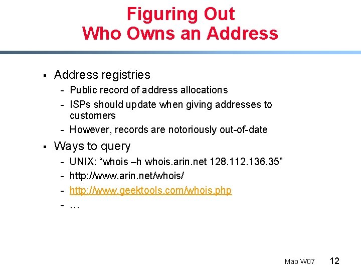 Figuring Out Who Owns an Address § Address registries - Public record of address