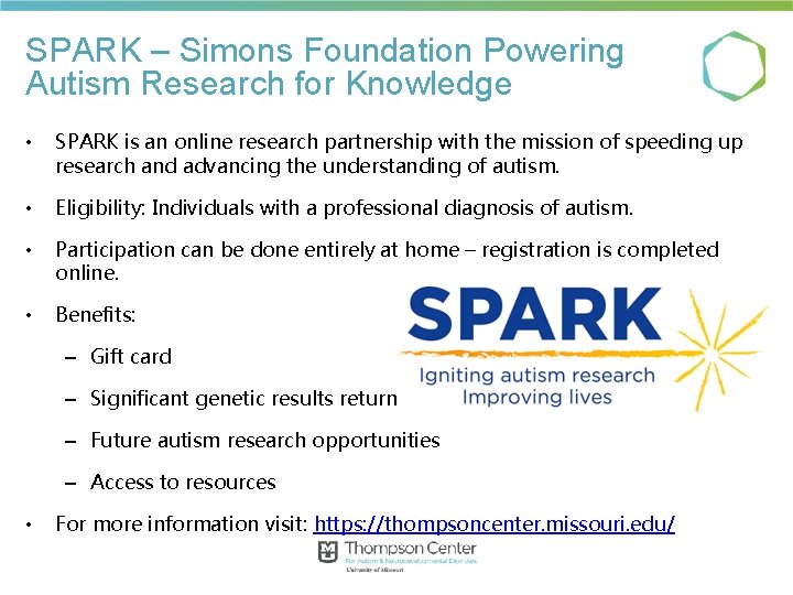 SPARK – Simons Foundation Powering Autism Research for Knowledge • SPARK is an online SPARK – Simons Foundation Powering Autism Research for Knowledge • SPARK is an online