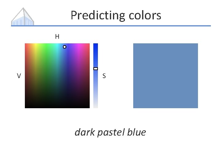 Predicting colors H V S dark pastel blueblue 