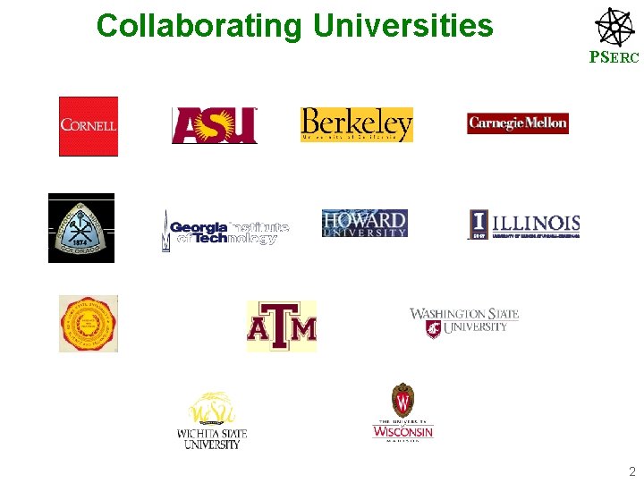 Collaborating Universities PSERC 2 