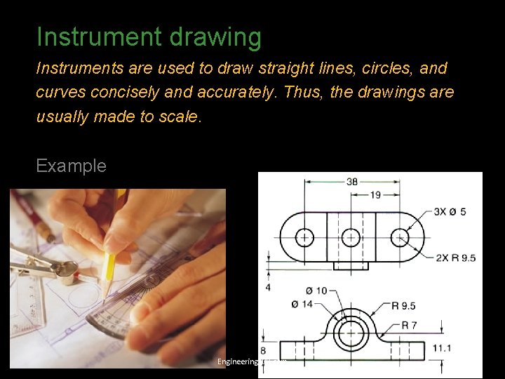 Instrument drawing Instruments are used to draw straight lines, circles, and curves concisely and