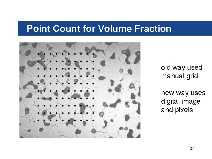 Point Count for Volume Fraction old way used manual grid new way uses digital