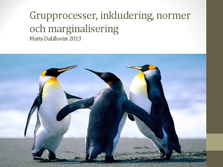 Grupprocesser, inkludering, normer och marginalisering Matts Dahlkwist 2013 Teoretiska grunder och tillämpningar för normskapande,