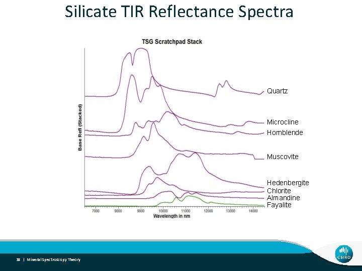 Silicate TIR Reflectance Spectra Quartz Microcline Hornblende Muscovite Hedenbergite Chlorite Almandine Fayalite 38 |
