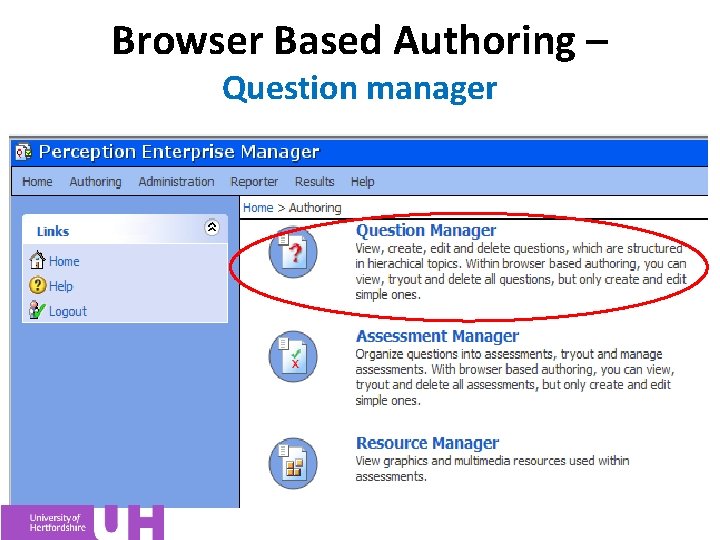 Browser Based Authoring – Question manager 