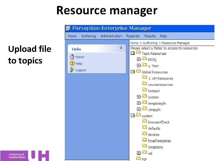 Resource manager Upload file to topics 