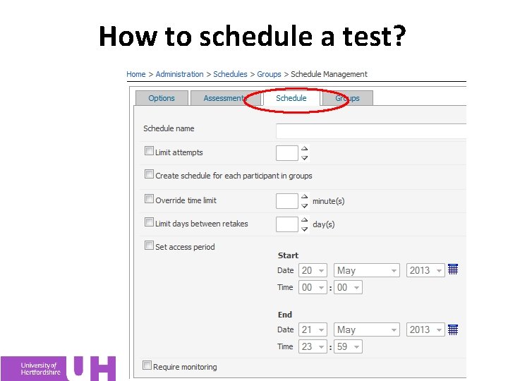 How to schedule a test? 