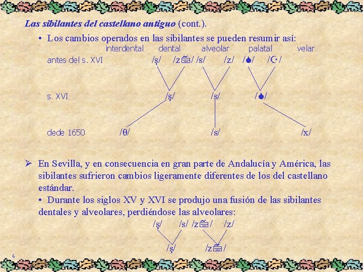 Las sibilantes del castellano antiguo (cont. ). • Los cambios operados en las sibilantes